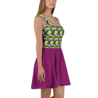 Image 2 of Skater Dress (quarter floral with EggPlant)