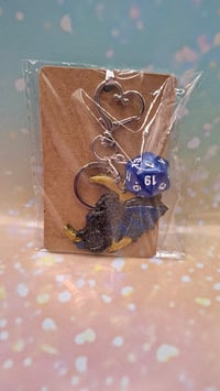 Black glitter abd blue d20 keychain 