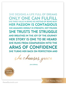 Image of She Chooses Grace Art Print - AQUA w/ GOLD foil