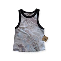 Image 1 of L Ladies Fitted Knit Contrast Tank in Muted Stone Geode Ice Dye