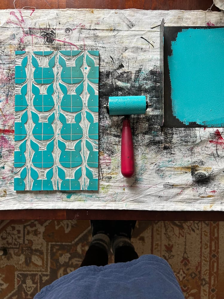 Long ears. Handprinted Flour Sack Towel