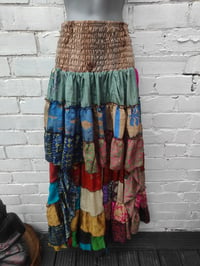 Image 1 of MARLEY -upto size 18 Mini Maxi Multi Fabric Skirt/ Mini Dress - elasticated waistband