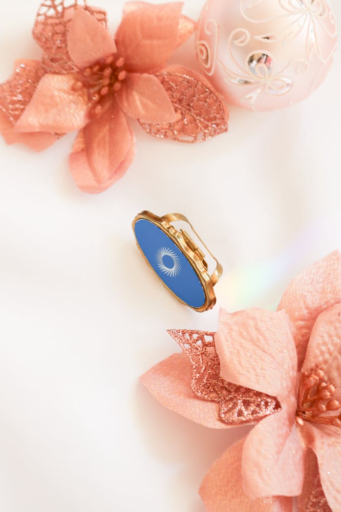 Image of Vintage Inspired Blue Lipstick Holder with Mirror
