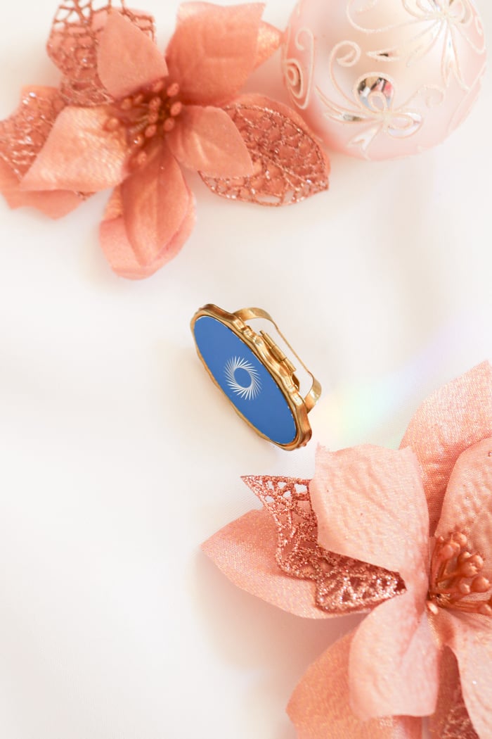 Vintage Inspired Blue Lipstick Holder with Mirror