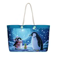 Image 2 of Oversized weekender bag (Christmas Penguin's) with blue