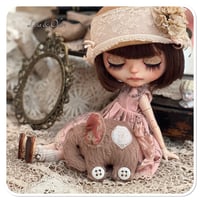 Image 1 of Handmade victorian plum flat elephant with "button wheels"