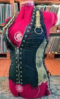 Image 10 of Frayed denim halterneck vest