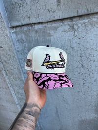 Image 1 of PINK BRIM TRI TONE ST LOUIS CARDINALS CUSTOM FITTED CAP