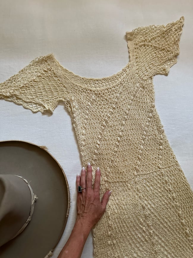 early 70s slinky crochet dress