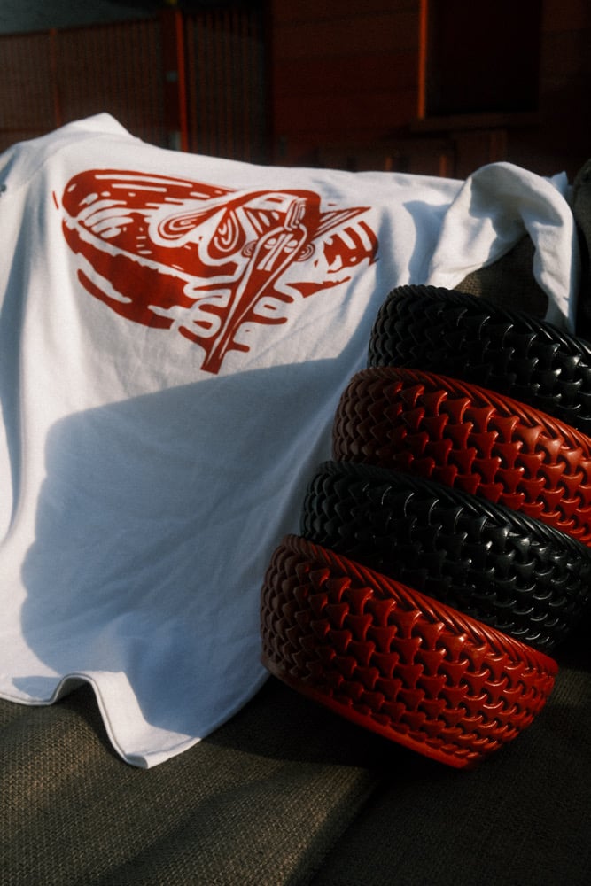 t-shirt manche longue blanc + rouge