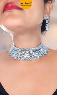 Image 3 of Arohi_AD Choker Set - Party Choker Set with Earrings