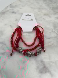 Image 2 of 3PC ELEPHANT BEADS BRACELET  red