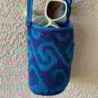 Image 4 of Handmade Caribbean Blue Crochet Festival Bucket Bag - Made in Belize 