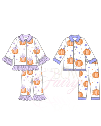 Image 1 of pretty pumpkin halloween pyjamas