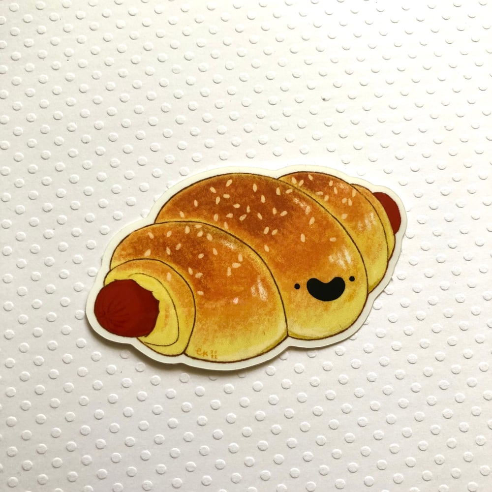 Image of hot dog bun vinyl sticker 