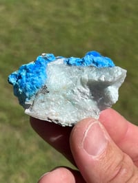 Image 10 of Cyanotrichite On Green Fluorite Matrix Specimen | Guizhou China #2925