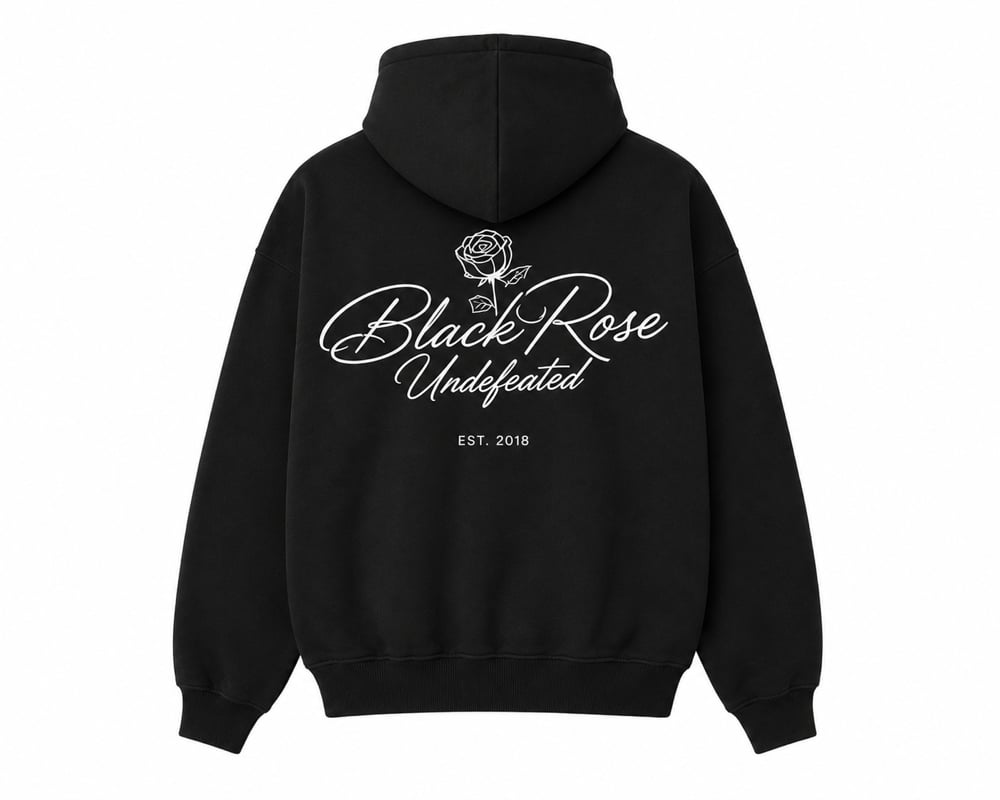 Image of Black Rose undefeated PREM HOODIE (BLACK)