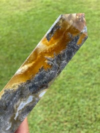Image 22 of Yellow Fluorite And Moss Agate Obelisk #1169