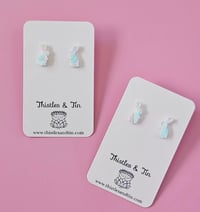 Image 2 of Gum Leaf Print Rabbit Studs - SKU 555