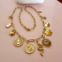 Image 8 of Drop 2 Gold Paperclip Charm Necklaces