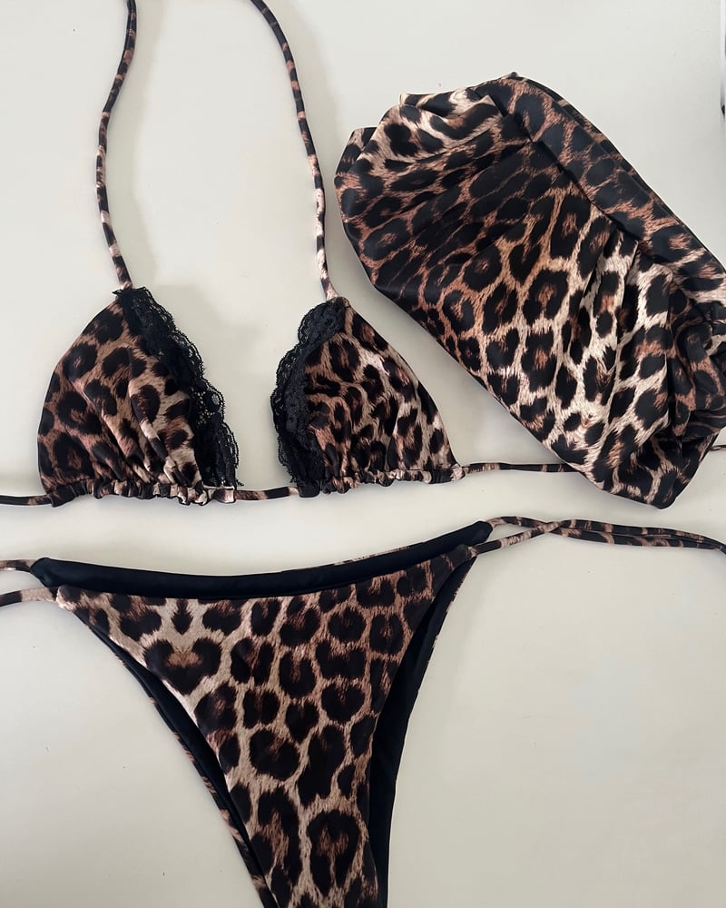 Image of Leopard lace bikini set 