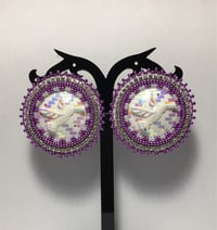 White and Purple Hummingbird earrings (1.8”)