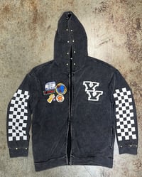 Image 1 of V.V.S. “Patchwork Race” Acid Washed Hoodie