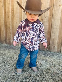 Image 1 of Boy Cowprint long sleeve button up 🐮