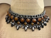 Image 4 of 2 Tone Beige/Brown Cowboy Hat Brown/Gunsmoke Stone Band