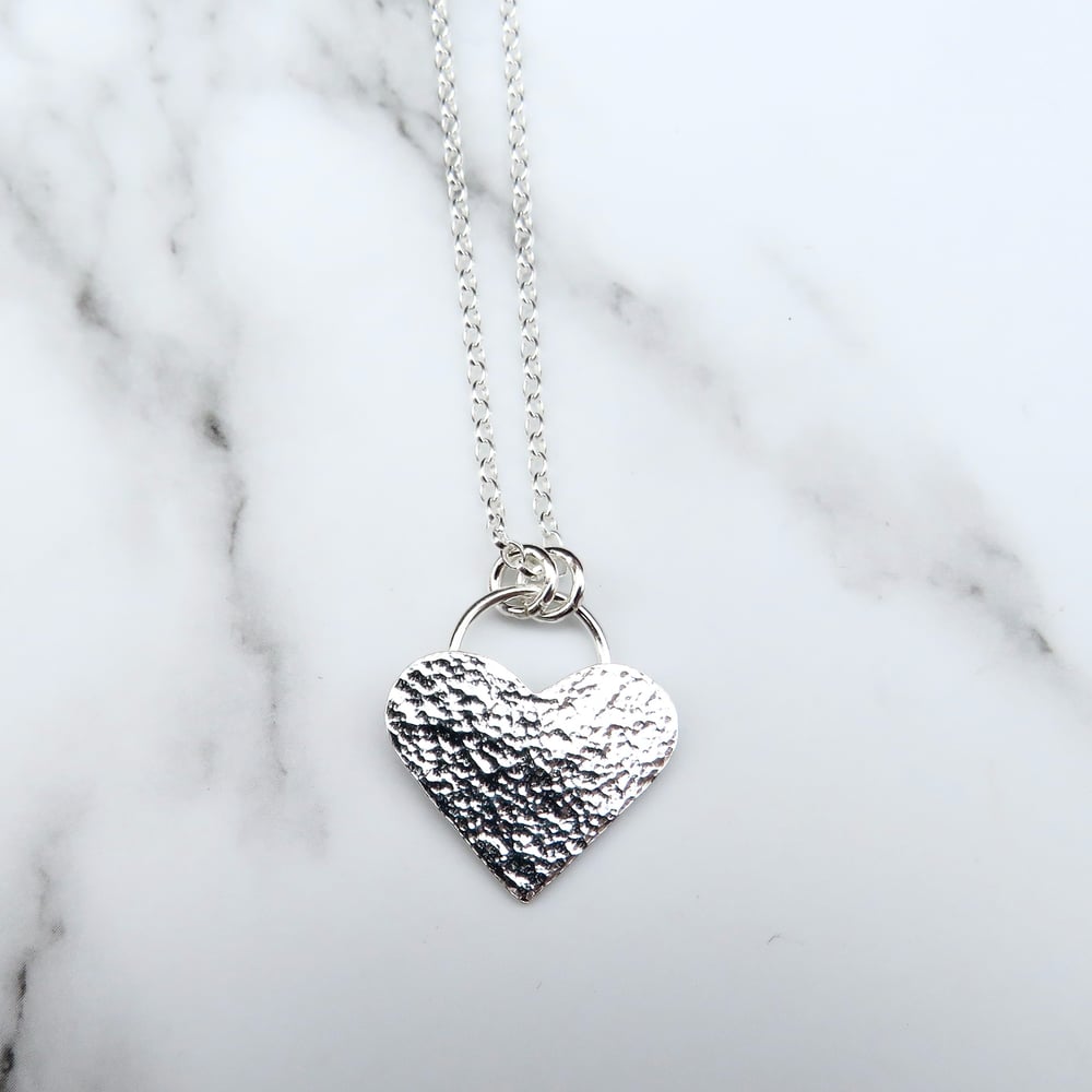 Handmade Sterling Silver Hammered Heart Pendant