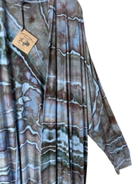 Image 7 of 3X PLUS Jersey Knit Open Cardigan in Muted Blue Stone Geode Ice Dye