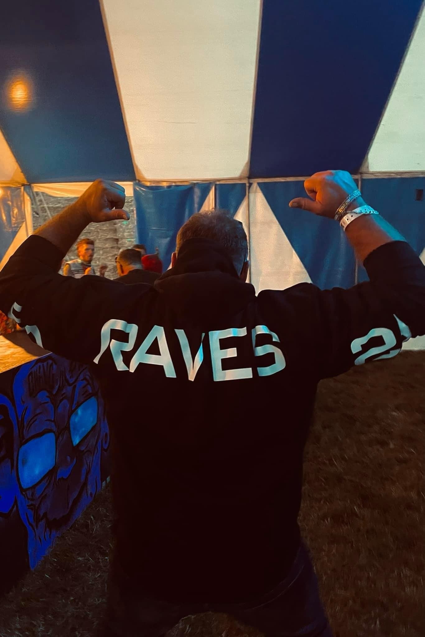 Image of BLACK EA RAVES BACK TEXT HOODIE