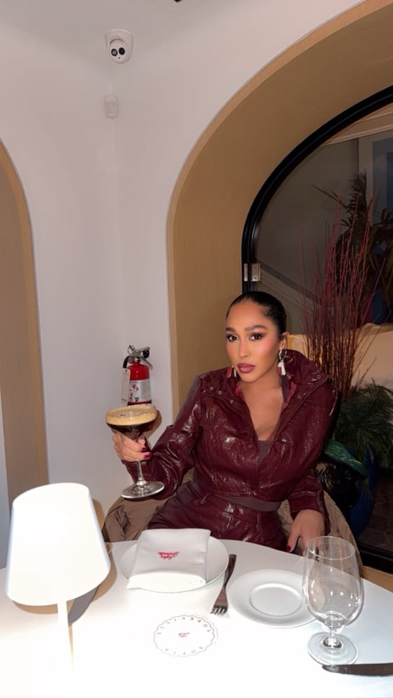Image of BURGUNDY FAUX LEATHER MICRO SHORT SET (L)