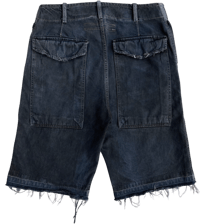 Image 2 of '04 Rick Owens Mud Wash Denim Fatigue Shorts - 33