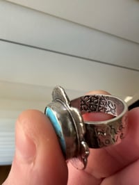 Image 11 of Size 8.5 Kingman turquoise ring with Van Gogh quote