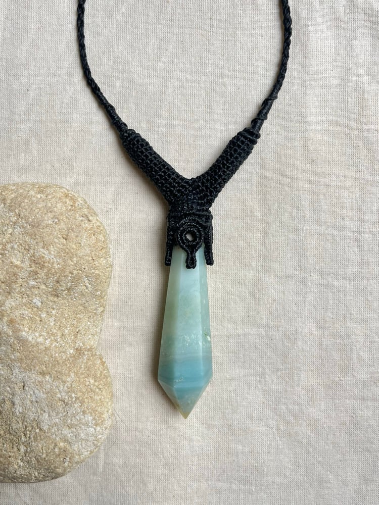 Image of Macrame necklace with amazonite 