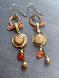Image 3 of Opal resin earrings (carnelian)