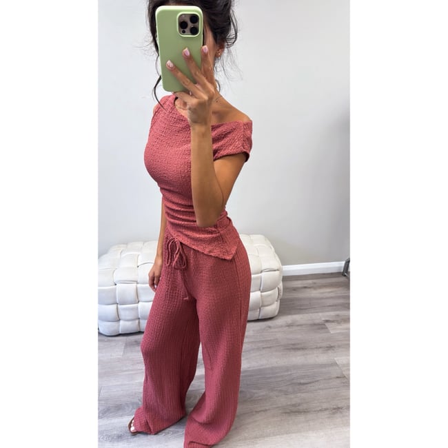 Dusky Pink Crinkle Co Ord 