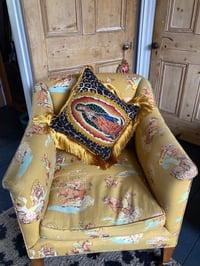 Image 9 of Virgin Leopard Fringe Cushion Cover with gold fringing