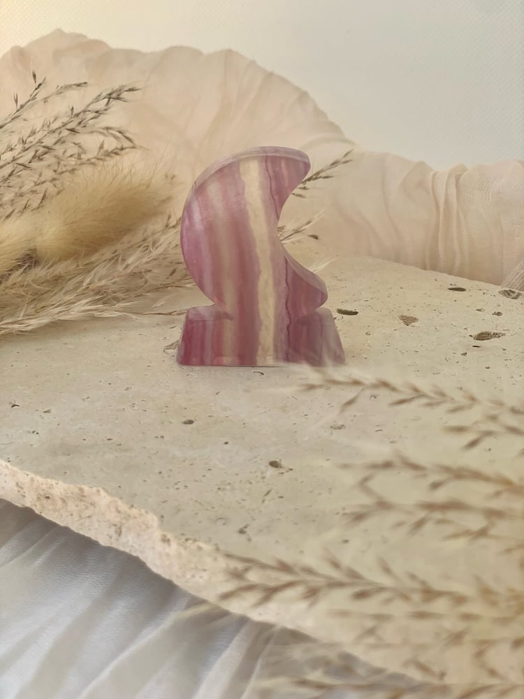 Image of Rainbow Fluorite Crescent Moon Carvings 