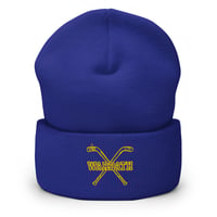 Blue and Gold Crew Embroidered Beanie