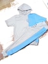 “Icy Blue” short hoodie sweatsuit 