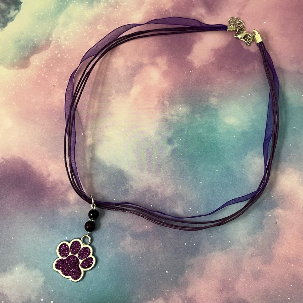 Image of Glitter Paw Print Necklace