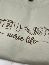 Image 2 of Nurse Life Embroidered Crew Neck Sweatshirt