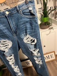Image 2 of  Distress leg  denim jeans