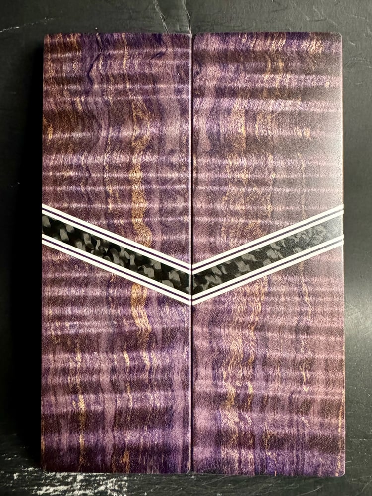 Image of Purple Curly Maple Segmented Knife Scales