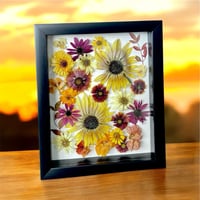 Image 1 of Indian Blanket, Nasturtium, Sunflower & Red Cone Wildflowers In 8" X 10" Shadow Box (Item# 202204LS)
