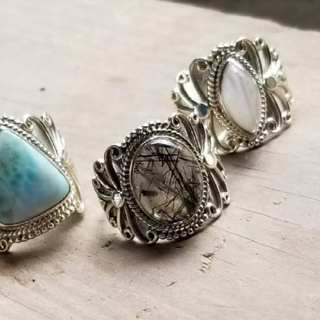 Image of Oklahoma Ring - Moonstone Marquise in Sterling Silver