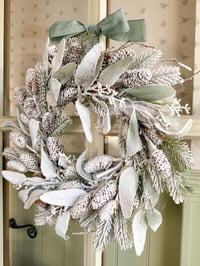Image 1 of SALE! Classic Frosted Fir & Pinecone Wreath