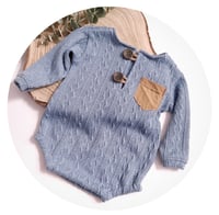 Image 1 of Photoshooting boys bodysuit |  Ari | dusty blue | 12-15 months | 18-24 months